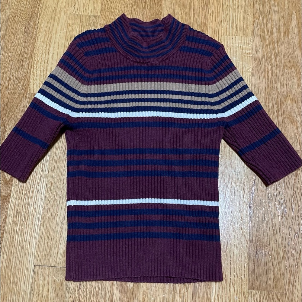 BP Mock-Neck Striped Sweater
